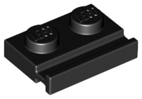 LEGO - Black Plate 1 x 2 with Door Rail