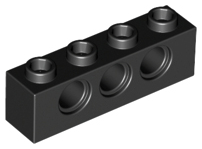LEGO - Black Technic Brick 1 x 4 with Holes